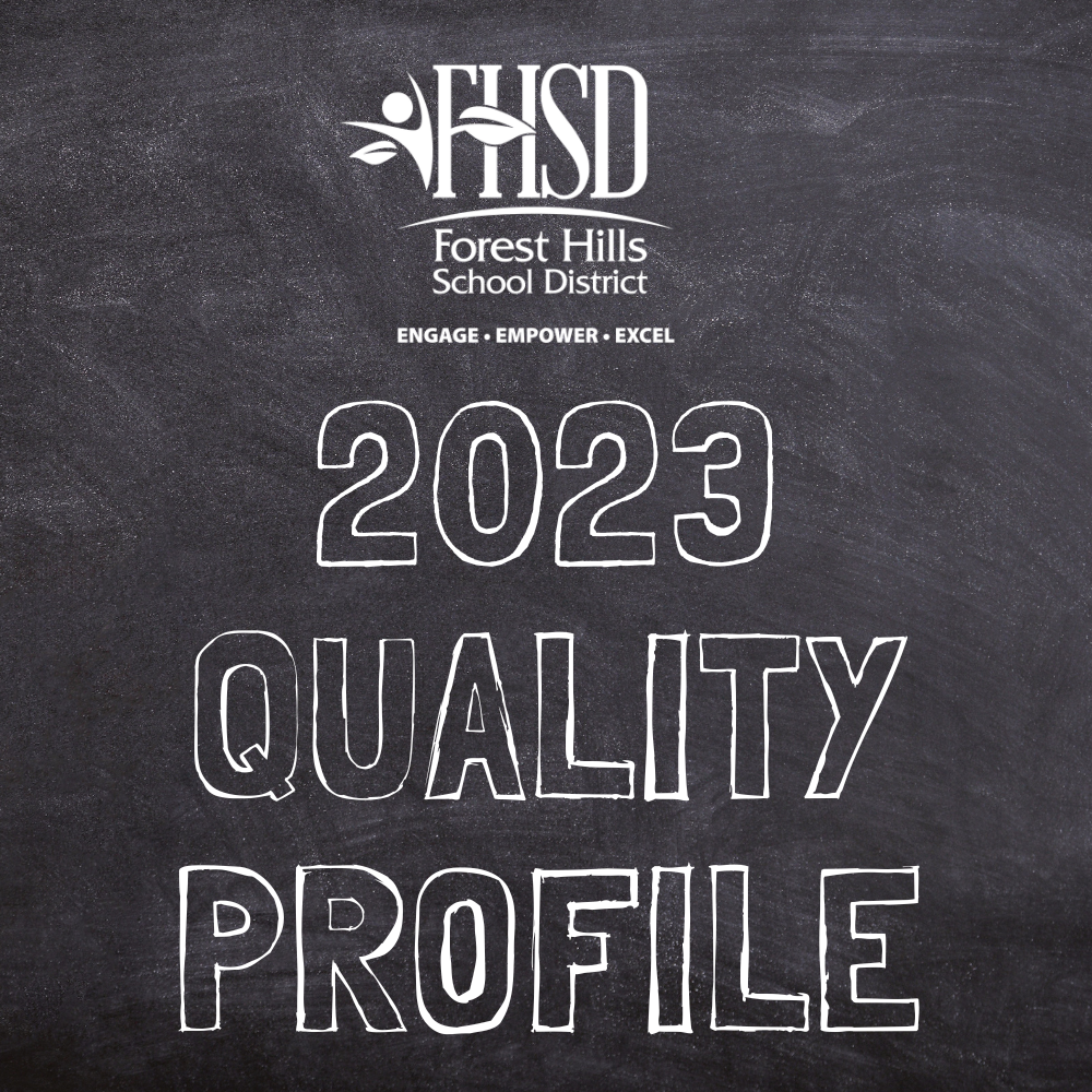 Chalkboard that says 2023 QUALITY PROFILE with the FHSD logo